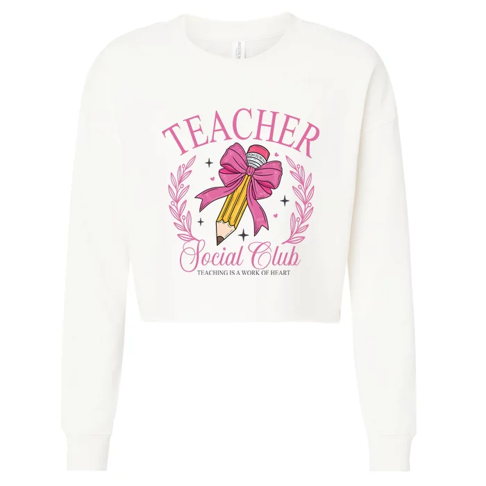 Coquette Teacher Social Club Teacher Is A Work Of Heart Cropped Pullover Crew