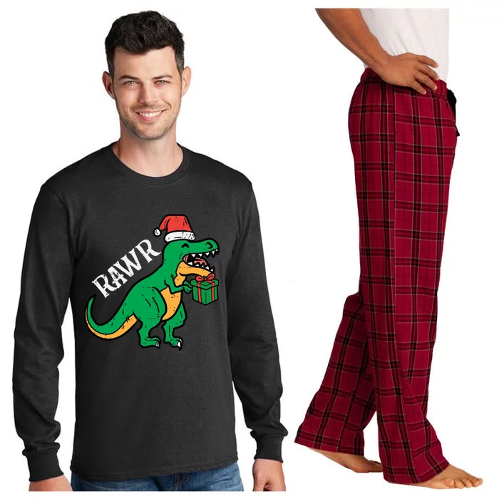 Christmas Trex Santa Rawr Cute Xmas Dino Meaningful Gift Long Sleeve Pajama Set