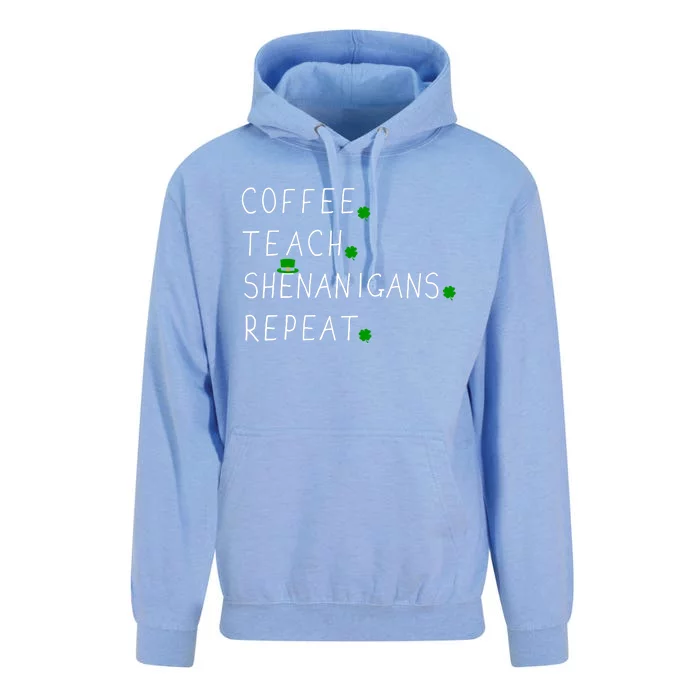 Coffee teach shenanigans repeat for St Patricks day teacher Unisex Surf Hoodie