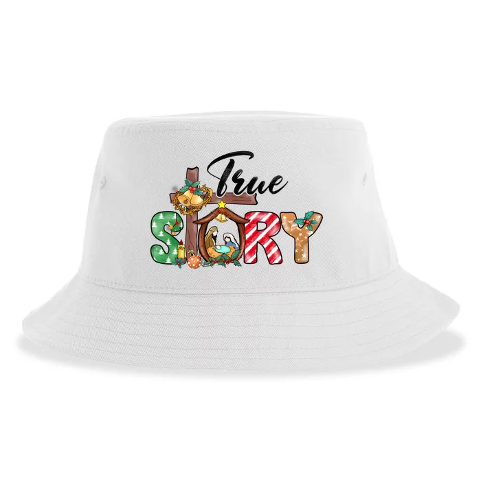 Christmas True Story Nativity Jesus Christian Xmas Gifts Sustainable Bucket Hat