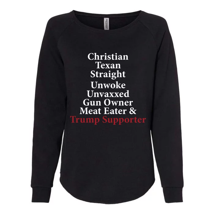 Christian Texan Straight Unwoke Gun Owner Trump Womens California Wash Sweatshirt