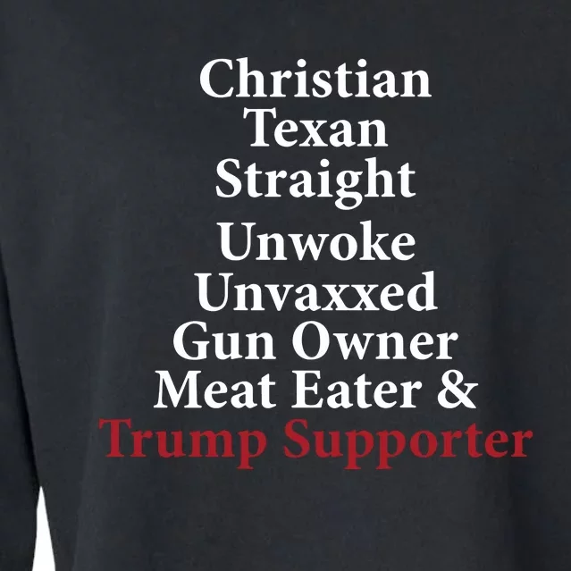 Christian Texan Straight Unwoke Gun Owner Trump Cropped Pullover Crew