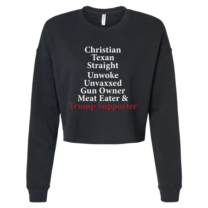 Christian Texan Straight Unwoke Gun Owner Trump Cropped Pullover Crew