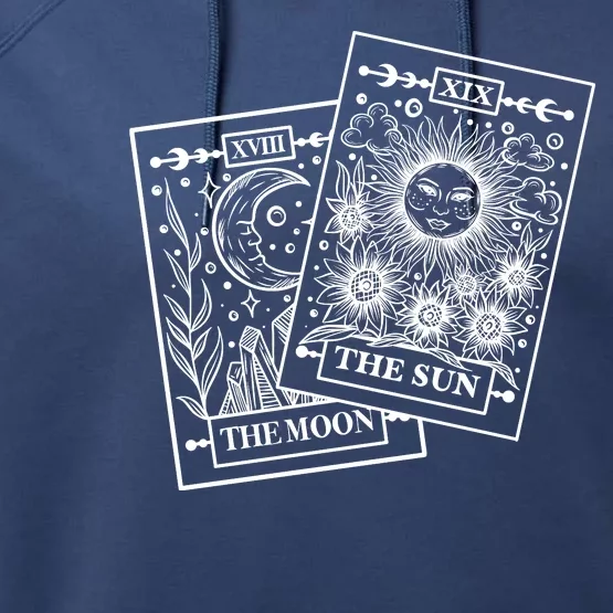 Cute The Sun And The Moon Tarot Card Tarot Reading Celestial Performance Fleece Hoodie