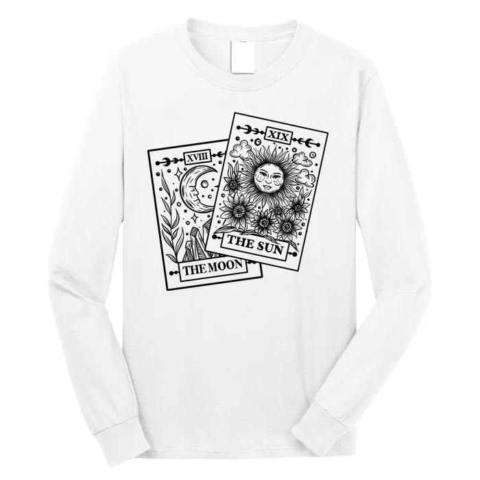 Cute The Sun And The Moon Tarot Card Tarot Reading Celestial Long Sleeve Shirt