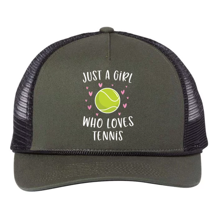 Cute Tennis Shirts For Girls Just A Girl Who Loves Tennis Retro Rope Trucker Hat Cap