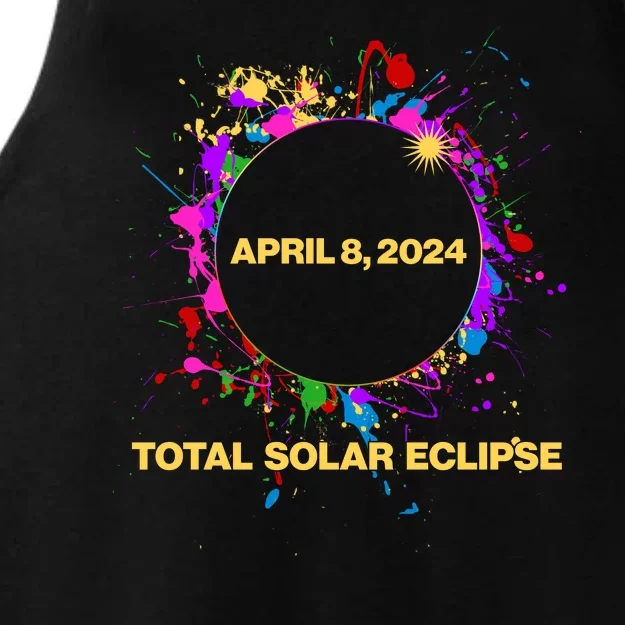 Cool Total Solar Eclipse April 8 2014 Paint Splatter Ladies Tri-Blend Wicking Tank