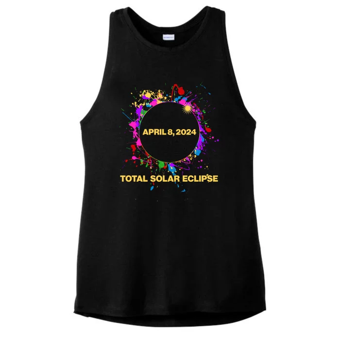 Cool Total Solar Eclipse April 8 2014 Paint Splatter Ladies Tri-Blend Wicking Tank