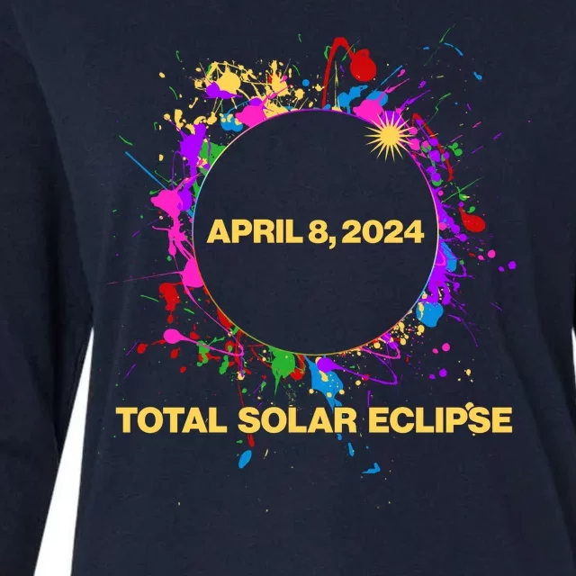 Cool Total Solar Eclipse April 8 2014 Paint Splatter Womens Cotton Relaxed Long Sleeve T-Shirt