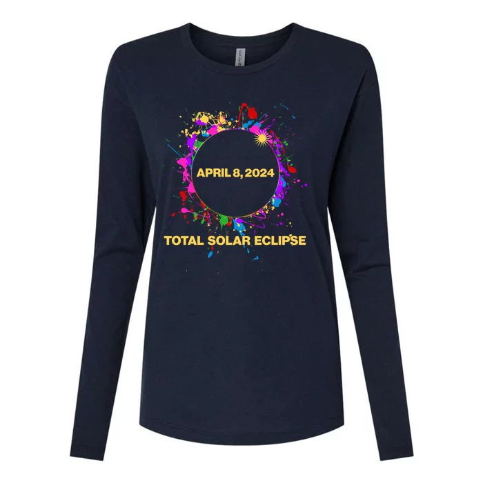 Cool Total Solar Eclipse April 8 2014 Paint Splatter Womens Cotton Relaxed Long Sleeve T-Shirt