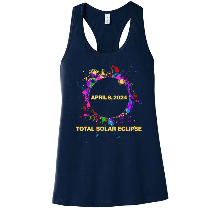 Cool Total Solar Eclipse April 8 2014 Paint Splatter Women's Racerback Tank