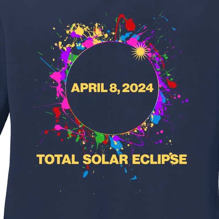 Cool Total Solar Eclipse April 8 2014 Paint Splatter Ladies Long Sleeve Shirt