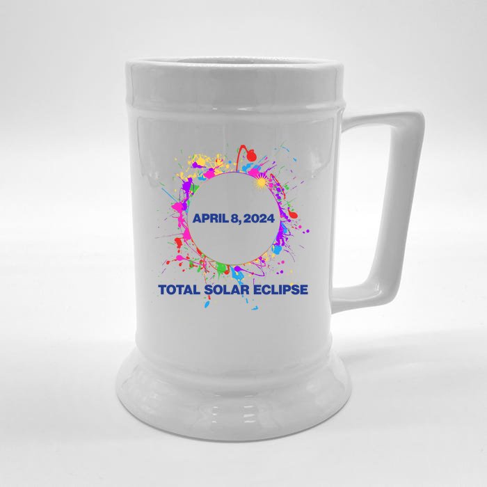 Cool Total Solar Eclipse April 8 2014 Paint Splatter Front & Back Beer Stein