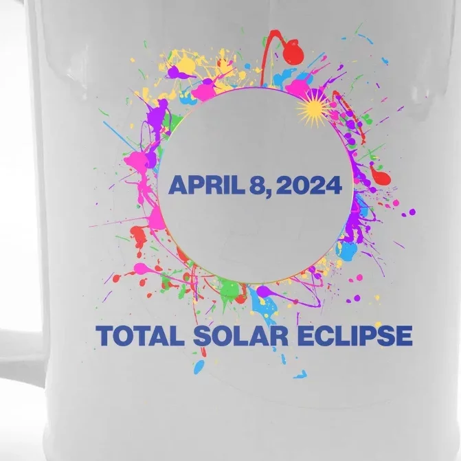 Cool Total Solar Eclipse April 8 2014 Paint Splatter Front & Back Beer Stein