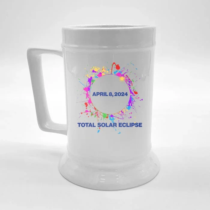 Cool Total Solar Eclipse April 8 2014 Paint Splatter Front & Back Beer Stein