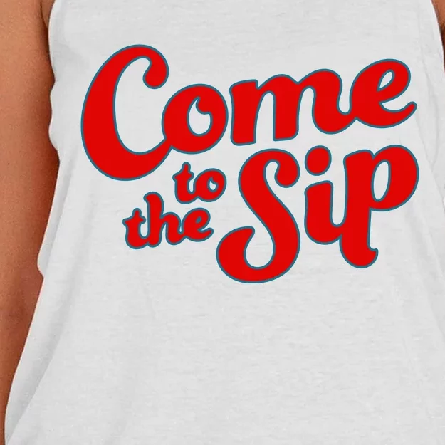 Come To The Sip Red Women's Knotted Racerback Tank