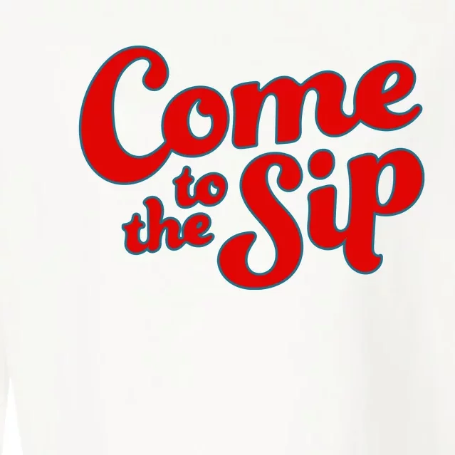 Come To The Sip Red Cropped Pullover Crew