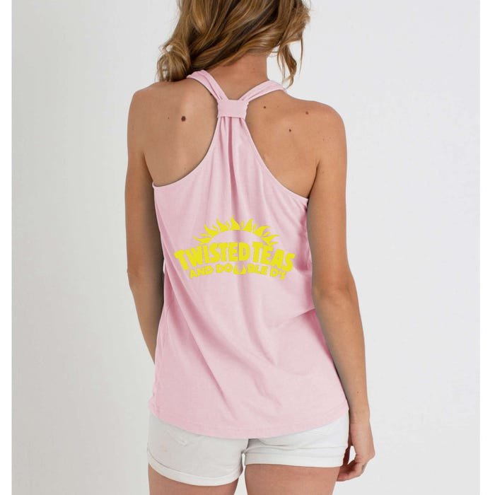 Cool Twisted Teas And Double DS Front And Back Front & Back Women's Knotted Racerback Tank