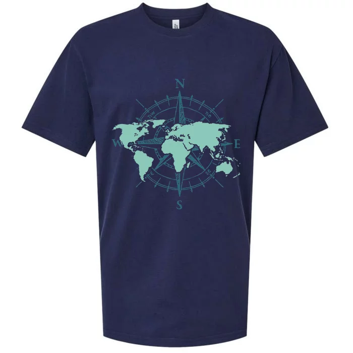 Cartography Traveler Travelling Compass World Map Sueded Cloud Jersey T-Shirt