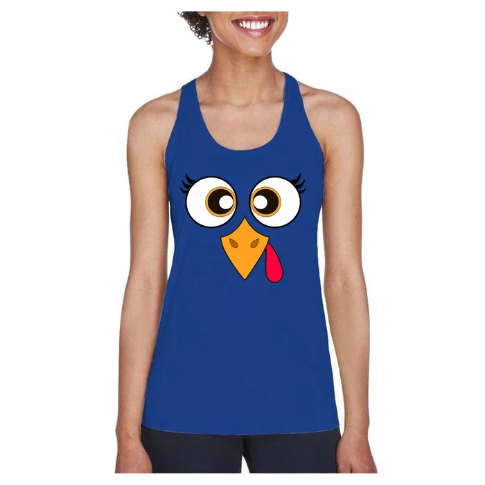 Cute Thanksgiving Turkey Face Turkey Day Women's Racerback Tank