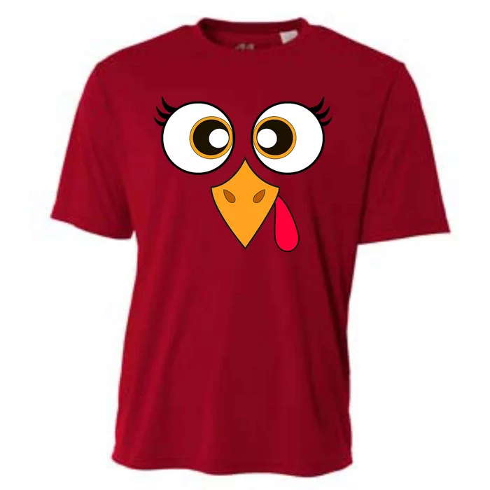 Cute Thanksgiving Turkey Face Turkey Day Cooling Performance Crew T-Shirt