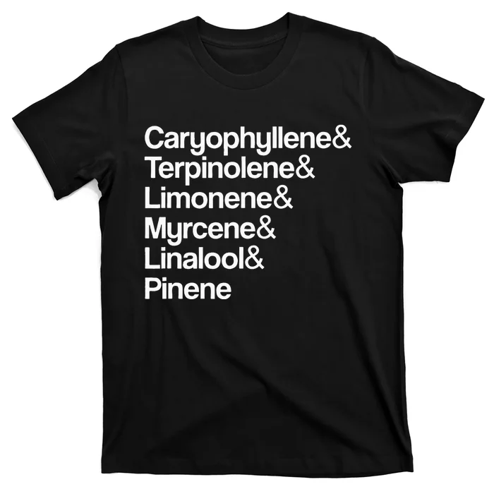 Cannabis Terpenes Terps List Marijuana Smoker Toker 420 Weed T-Shirt