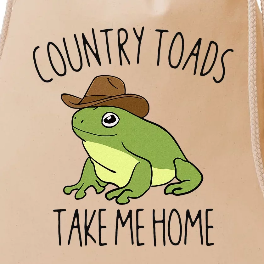 Country Toad Take Me Home Funny Toad Cowboy Hat Drawstring Bag