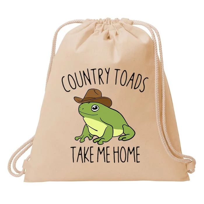 Country Toad Take Me Home Funny Toad Cowboy Hat Drawstring Bag