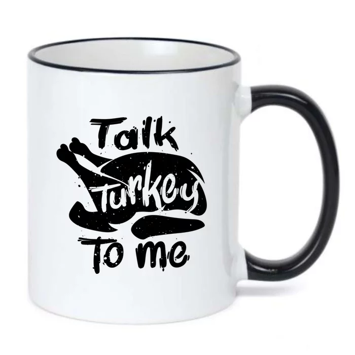 Cute Talk Turkey To Me Funny Gobbler Thanksgiving Fan Gift Black Color Changing Mug