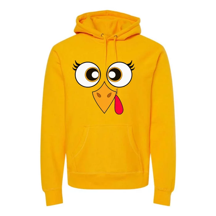 Cute Thanksgiving Turkey Face Turkey Day Premium Hoodie