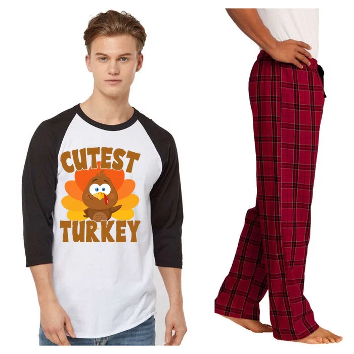 Cutest Turkey Thanksgiving Festive Raglan Sleeve Pajama Set