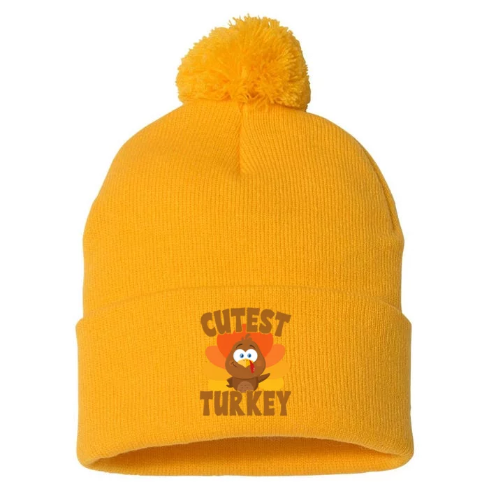 Cutest Turkey Thanksgiving Festive Pom Pom 12in Knit Beanie