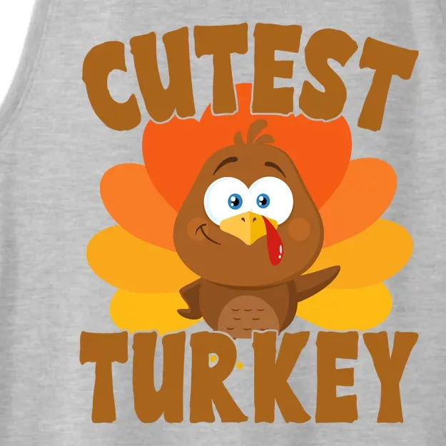 Cutest Turkey Thanksgiving Festive Ladies Tri-Blend Wicking Tank