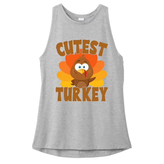 Cutest Turkey Thanksgiving Festive Ladies Tri-Blend Wicking Tank