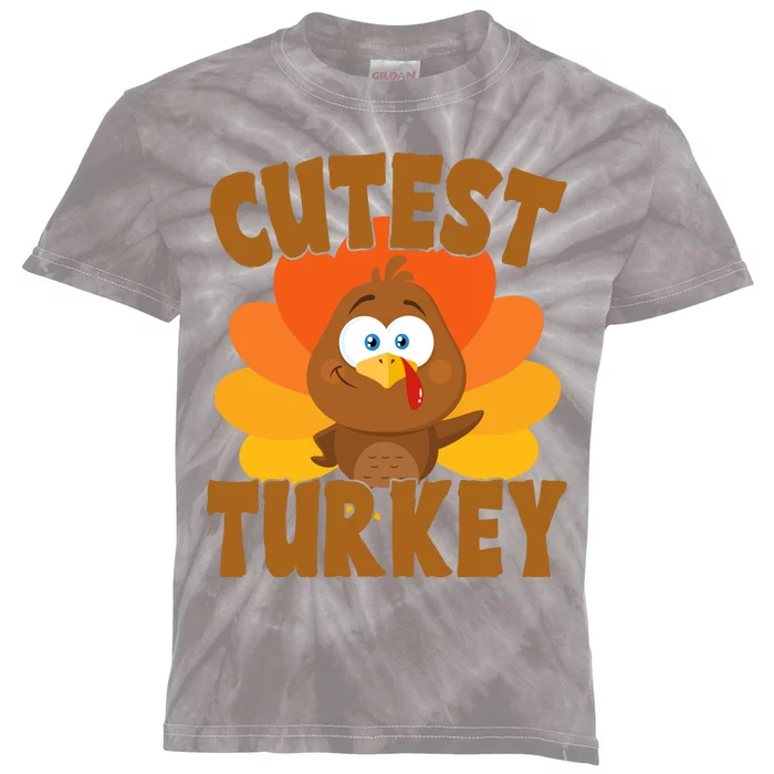 Cutest Turkey Thanksgiving Festive Kids Tie-Dye T-Shirt