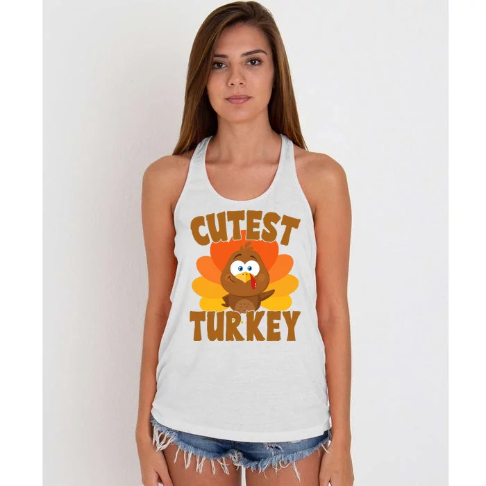 Cutest Turkey Thanksgiving Festive Women's Knotted Racerback Tank