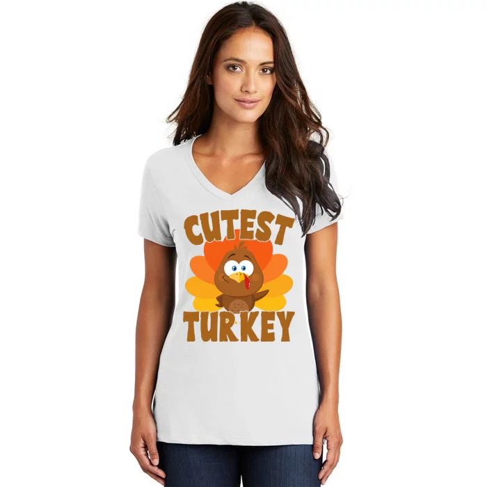 Cutest Turkey Thanksgiving Festive Women's V-Neck T-Shirt