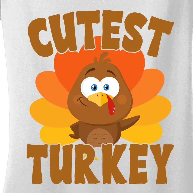 Cutest Turkey Thanksgiving Festive Women's V-Neck T-Shirt