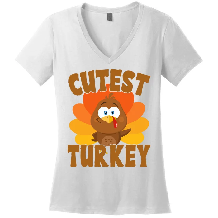 Cutest Turkey Thanksgiving Festive Women's V-Neck T-Shirt