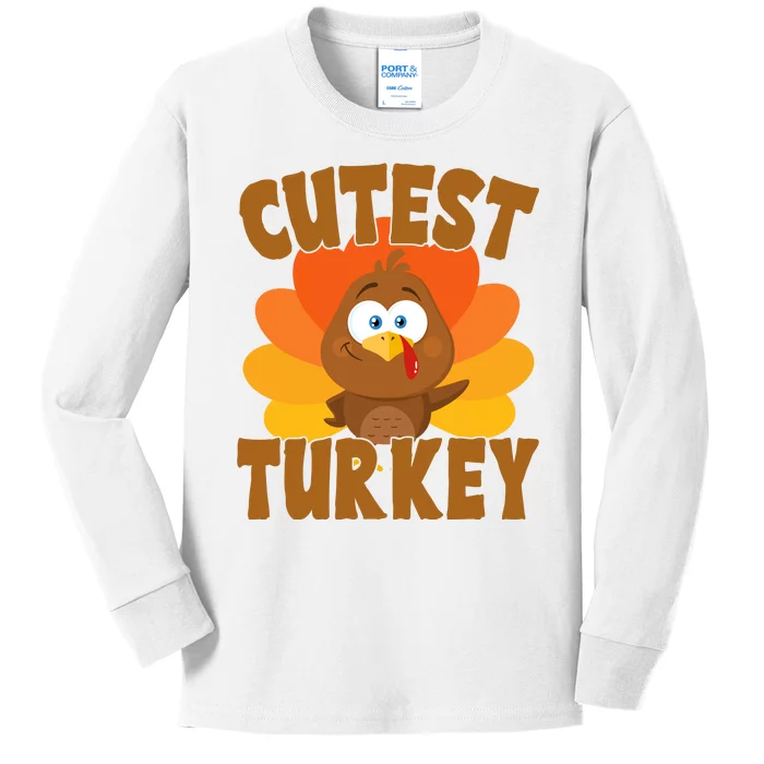 Cutest Turkey Thanksgiving Festive Kids Long Sleeve Shirt