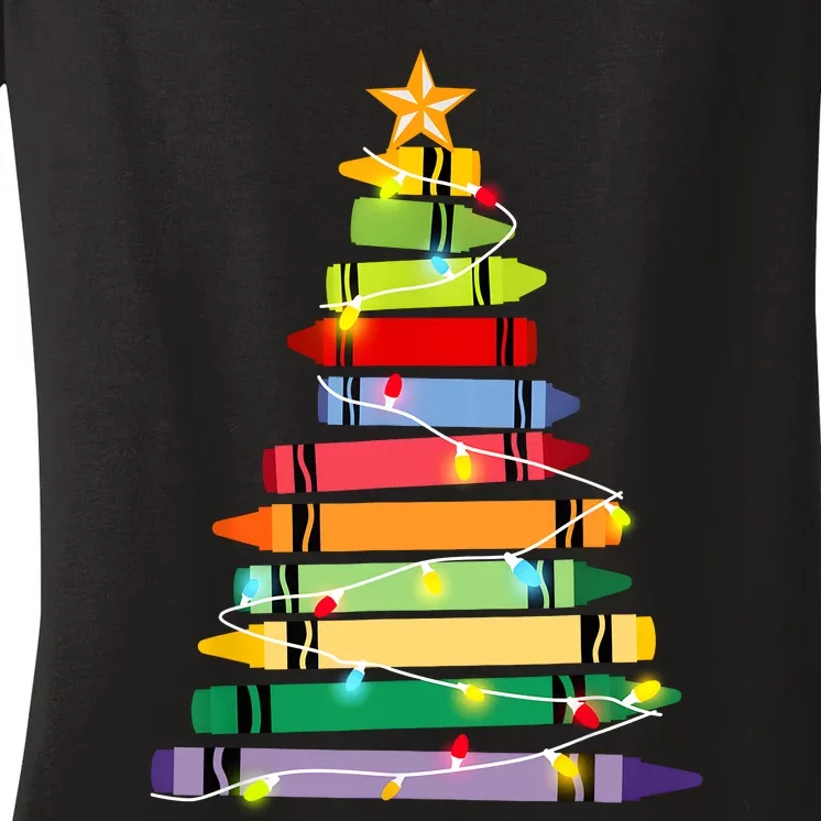 Christmas Tree Teacher Student Xmas Holiday Pajamas Women's V-Neck T-Shirt