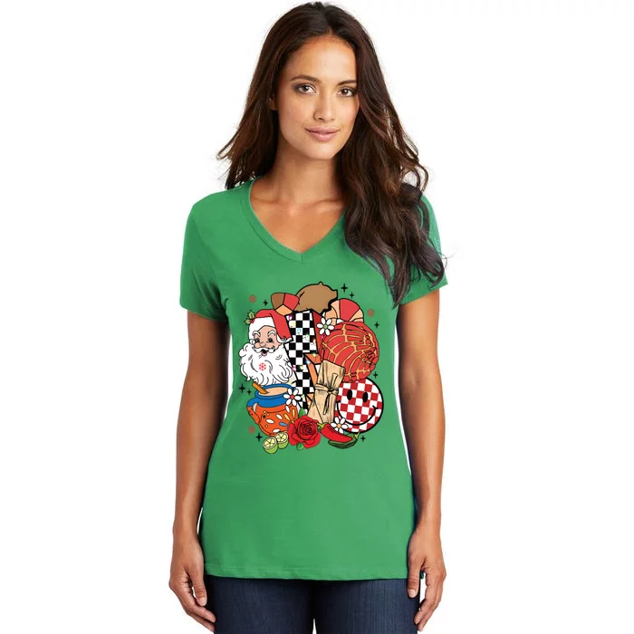 Christmas Tis The Season Mexican Christmas Spanish Women's V-Neck T-Shirt