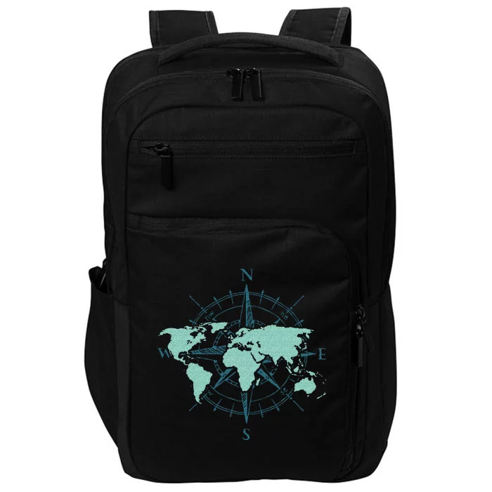 Cartography Traveler Travelling Compass World Map Impact Tech Backpack