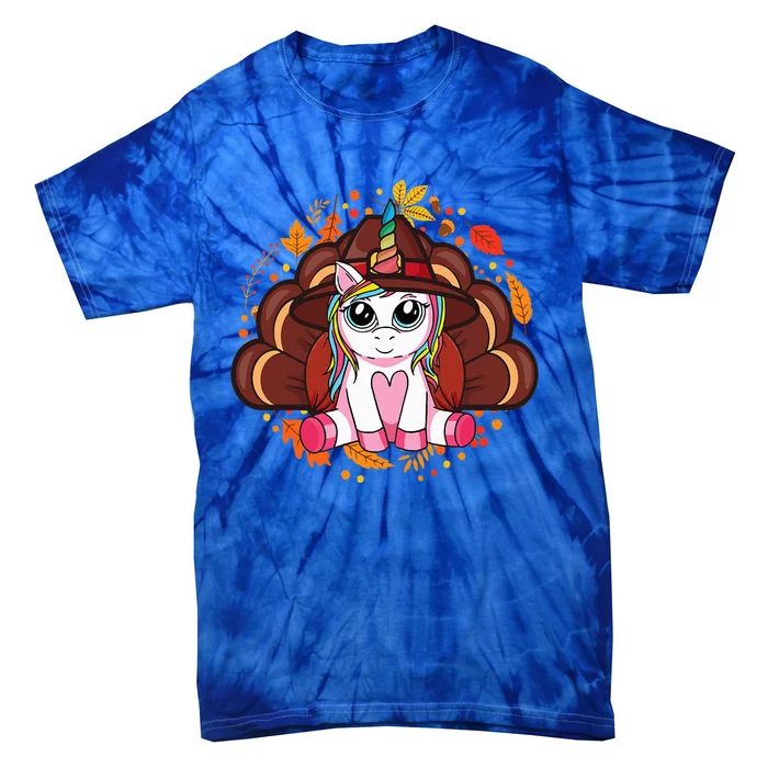 Cute Thanksgiving Turkey Unicorn Tie-Dye T-Shirt