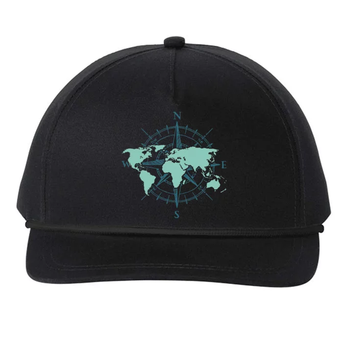 Cartography Traveler Travelling Compass World Map Snapback Five-Panel Rope Hat