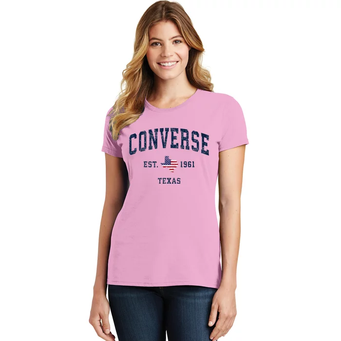 Con.Verse Texas Tx Vintage State Usa Flag Athletic Style Women's T-Shirt