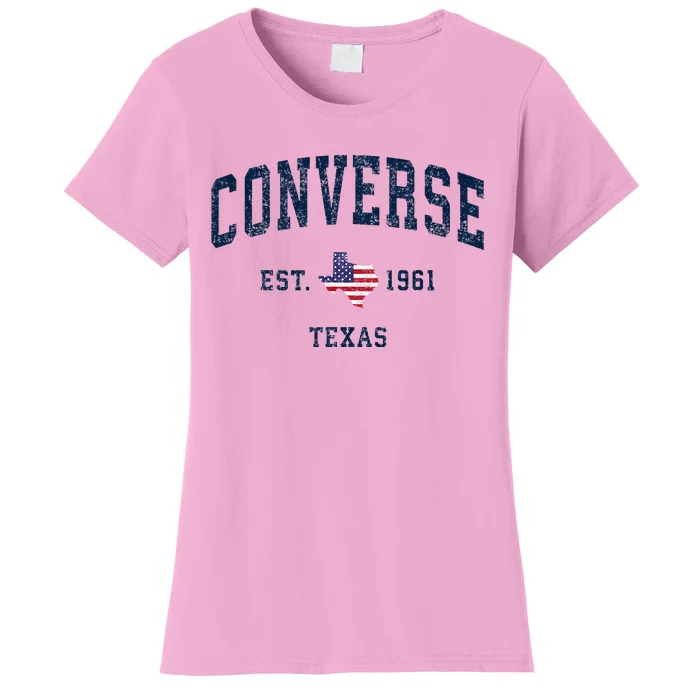 Con.Verse Texas Tx Vintage State Usa Flag Athletic Style Women's T-Shirt