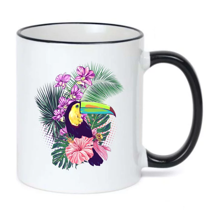 Cute Tropical Toucan Bird Black Color Changing Mug