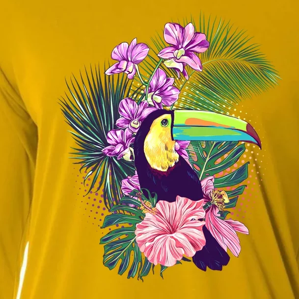 Cute Tropical Toucan Bird Cooling Performance Long Sleeve Crew