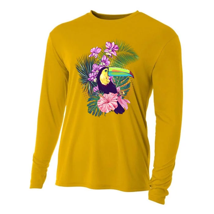 Cute Tropical Toucan Bird Cooling Performance Long Sleeve Crew